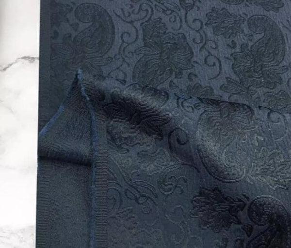 Autumn fabric, navy blue color jacquard fabric, wedding jacket dress fabric,  cosplay dress fabric,  fabric by the yard