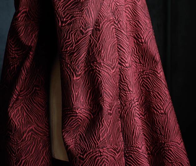 Autumn fabric, wine red color jacquard fabric, wedding jacket dress fabric,  cosplay dress fabric,  fabric by the yard