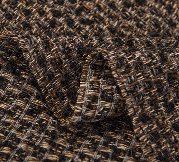 Dark green/brown black color tweed fabric, tweed fabric, suit dress fabric, Autumn dress fabric, by the yard