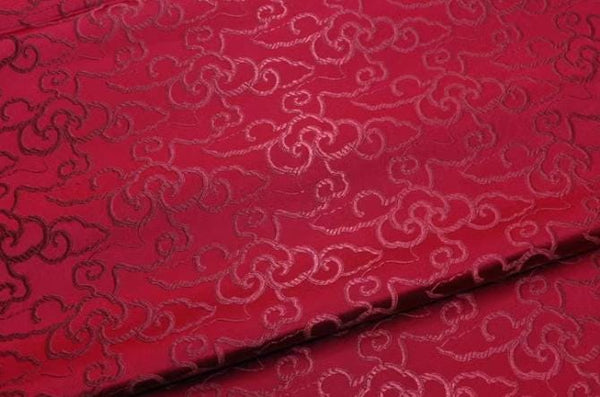 Dark red color brocade fabric, jacquard fabric, Cosplay dress fabric, by the yard
