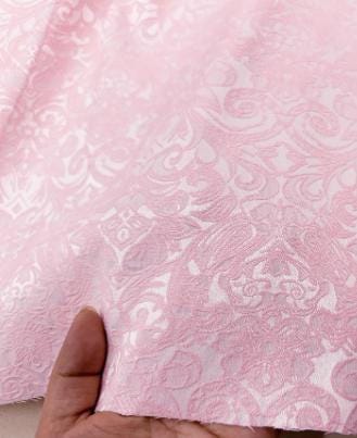 Light pink color jacquard fabric, glossy relief jacquard fabric, polyester cotton fabric, Cosplay dress fabric, fabric by the yard