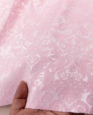 Light pink color jacquard fabric, glossy relief jacquard fabric, polyester cotton fabric, Cosplay dress fabric, fabric by the yard