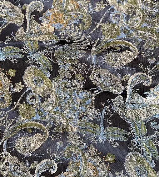 Gold yellow/black color brocade fabric, dragonfly pattern fabric, Cosplay dress fabric, Autumn fabric,57inches/147cmwide