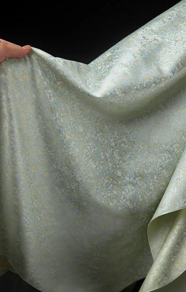 Elegant green woven fabric, floral pattern woven jacquard, designer fabric for Autumn and Winter, jackets fabric
