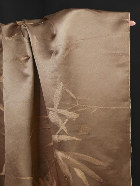 Golden coffee color fabric, bamboo pattern jacquard fabric, Chinese qipao jacket clothing design fabric,  wholesale fabric