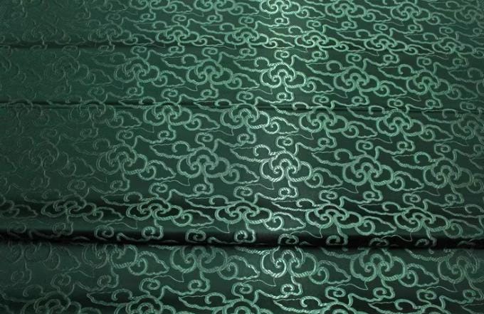 Dark green color brocade fabric, jacquard fabric, Cosplay dress fabric, by the yard