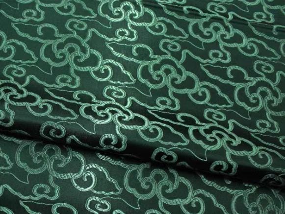 Dark green color brocade fabric, jacquard fabric, Cosplay dress fabric, by the yard