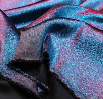 Lake Red Color Gradient Sparkling Brocade Fabric Jacquard Fabric Handmade DIY Doll Clothes Stage Decoration Background Designer Fabric