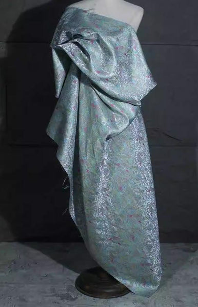 Light blue/light red color Wide brocade fabric, Chinese style jacquard fabric, imitation Song brocade fabric,  Chinese loong pattern fabric