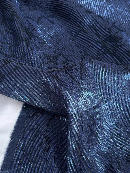 Navy blue color jacquard fabric, bright silk relief jacquard fabric, Autumn fabric, wedding dress fabric, Cosplay dress fabric