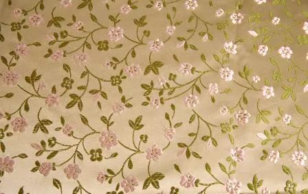Light gold color brocade fabric with floral pattern, jacquard fabric, fabric by the yard