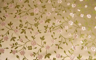 Light gold color brocade fabric with floral pattern, jacquard fabric, fabric by the yard