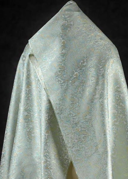 Elegant green woven fabric, floral pattern woven jacquard, designer fabric for Autumn and Winter, jackets fabric
