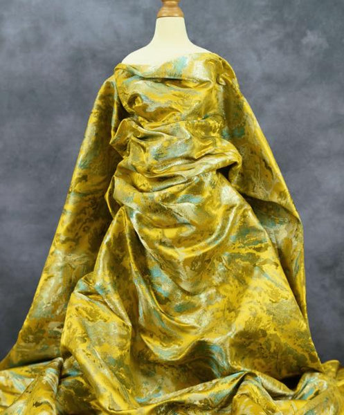 Jiangshan style fabric, yellow color brocade fabric, wedding dress fabric, jacquard fabric