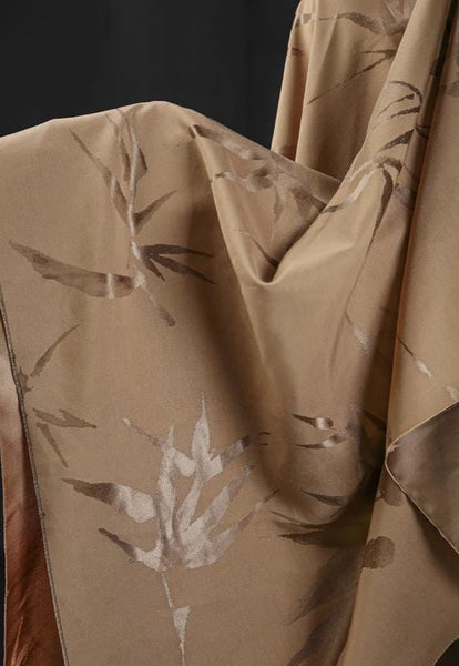 Golden coffee color fabric, bamboo pattern jacquard fabric, Chinese qipao jacket clothing design fabric,  wholesale fabric