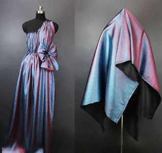 Lake Red Color Gradient Sparkling Brocade Fabric Jacquard Fabric Handmade DIY Doll Clothes Stage Decoration Background Designer Fabric