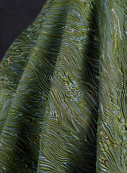 ON SALE, Army Green Jacquard Fabric Texture Water Pattern, Wedding Jacket Dress Fabric Fabric By The Yard
