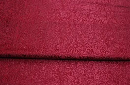 SALE, Dark red color brocade fabric, jacket dress fabric, wedding jacquard fabric, by the yard