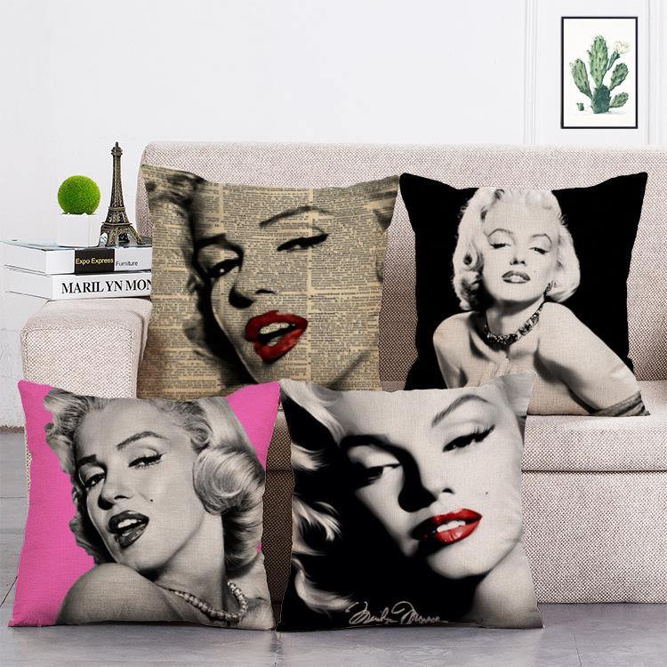 Cushion Cover SET Cotton Linen Throw Pillow Marilyn Monroe design