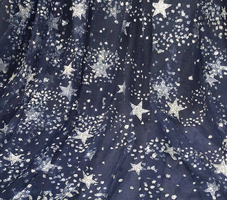 SALE, Navy blue sequin fabric star style mesh fabric, Curtain fabric, Embroidery fabric, wedding dress fabric -YIH- (49"x 39")