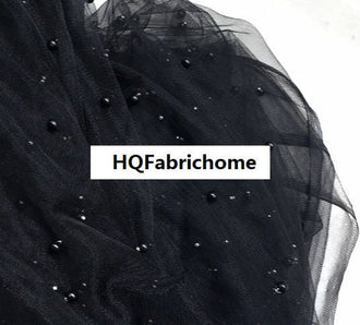 3 Color Black/White/Pink Soft Mesh Fabric, Beaded Mesh Fabric, Wedding Dress Fabric, for bridal-HHSB