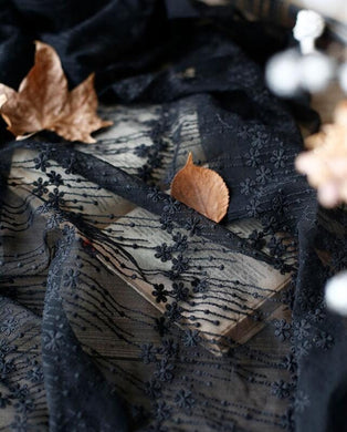 Black color mesh fabric, mesh lace fabric, wedding lace fabric with floral style, embroidered floral by the yard-55inches wide