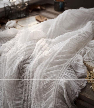 White color stretch chiffon fabric, wrinkle style chiffon fabric, woman's dress fabric, for fringed dress