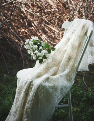 2 Color White/Cream White Mesh Lace Fabric, Embroidered Lace, Cotton Floral Style Lace Fabric, Wedding Lace, DIY Lace