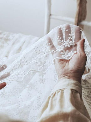 White Mesh Lace Fabric, Embroidered Floral Style Lace Fabric, Curtains Mesh Lace Fabric, Wedding Mesh Lace