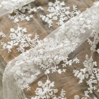 White mesh fabric with floral style, mesh fabric, mesh lace fabric, curtains mesh fabric-WHY005