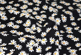 Spun rayon fabric, cotton fabric, printed daisy rayon fabric, by 1/2 yards