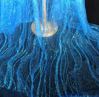 3 Color Mesh fabric with glitter wave style, wedding mesh fabric, cosplay dress fabric, by the yard