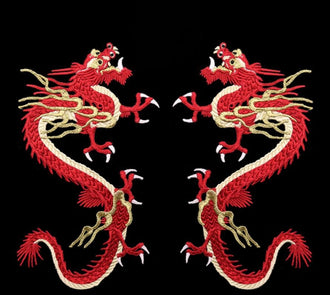 3 Color Blue/red/gold color Embroidered Dragon Patch, Dragon Applique, Jeans Decor, Cosplay Dress Decor, hand sewing