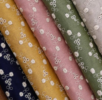 5 Color cotton linen fabric, floral style fabric, embroidered floral fabric, cushion fabric, wholesale,by the yard