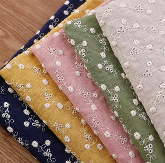 5 Color cotton linen fabric, floral style fabric, embroidered floral fabric, cushion fabric, wholesale,by the yard