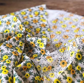 Cotton linen fabric, embroidered flower style fabric, diy fabric, by the yard