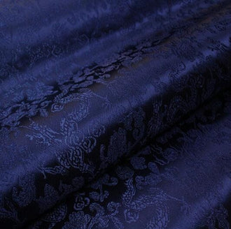 SALE, Navy blue color brocade fabric, jacquard fabric, wedding dress fabric, by the yard