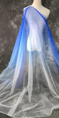 Blue white color gradient mesh fabric, wedding party dress fabric, soft mesh fabric, by the yard