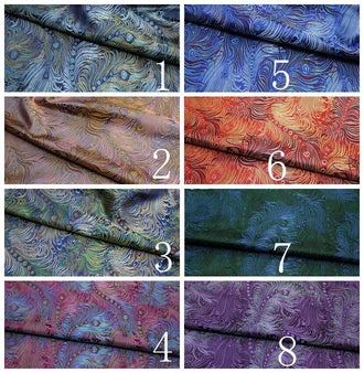 8 Color Feather style brocade fabric, jacquard fabric, cosplay dress fabric, by the yard