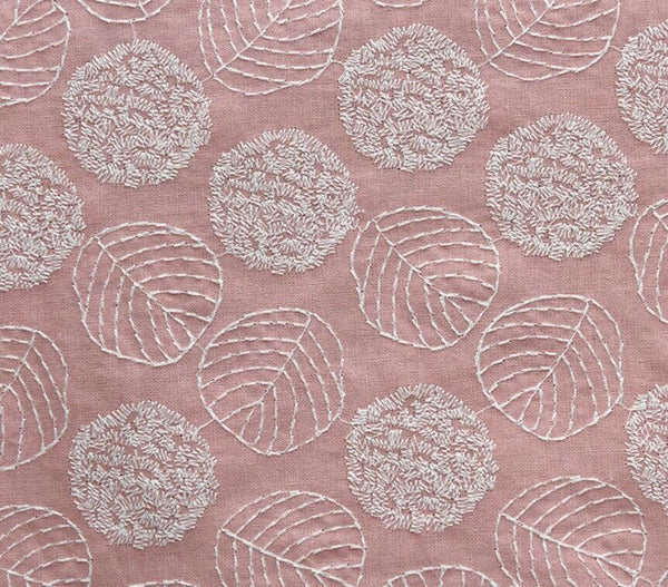 5 Color embroidered fabric with leaf style, ramie cotton fabric, by the yard