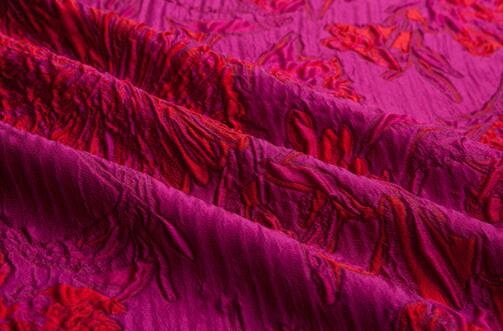 Rose red jacquard fabric, fashion jacquard fabric, by the yard