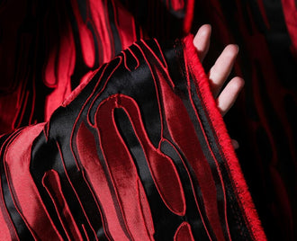 Black red color jacquard fabric, fashion jacket jacquard fabric, by the yard