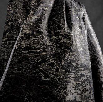 Black gold color jacquard fabric, 2-sided fabric, wave pattern jacquard, Autumn dress fabric, fabric by the yard