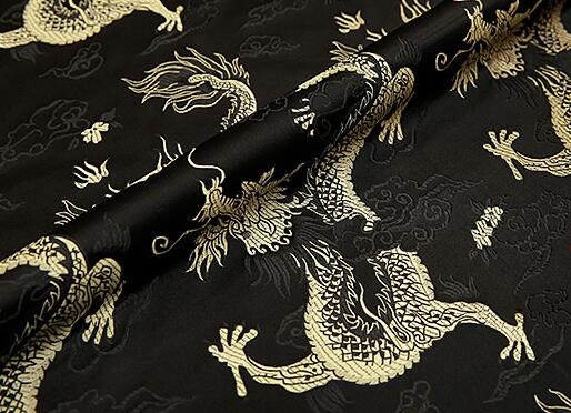 4Color black/green/blue/gold color dragon fabric, vest fabric,brocade fabric, jacquard fabric with gold dragon, cosplay dress fabric