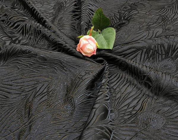 4 Color Red/blue/black color peacock feather brocade fabric, jacquard fabric, dragon style brocade fabric, cosplay dress fabric, by the yard