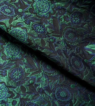 Dark green color jacquard fabric, green flower jacquard fabric, by the yard