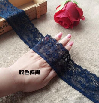 Dark navy blue color lace trim, stretch lace trim, decor lace trim, for 2 yards long