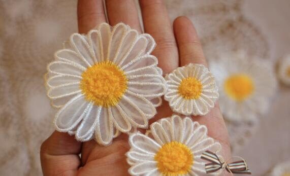Daisy patch, applique, organza daisy patch, for 5pcs