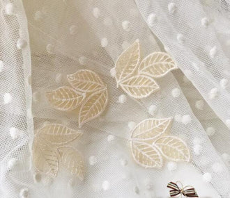 Apricot color leaf patch, applique, mesh leaf-for 5pcs
