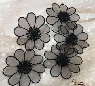 Black color daisy patch, applique,for 5 pcs
